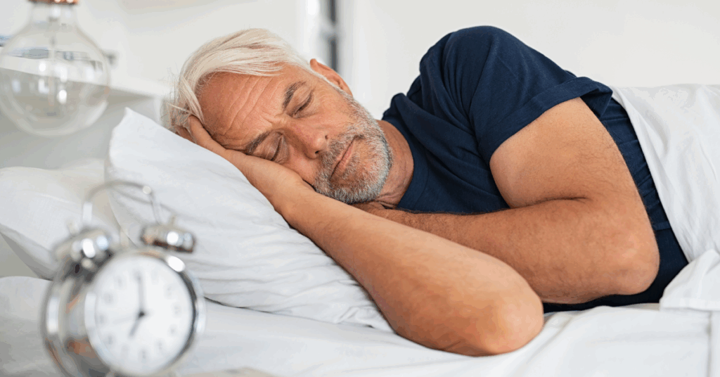 a senior man sleeping peacefully